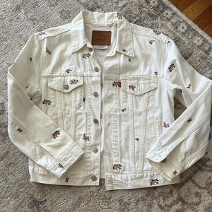 Levi’s White Floral Embroidered Denim Jacket